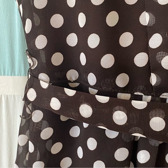 Vintage Y2K Polka Dot Button Down Dress Brown & White Sz 10 - Picture 5 of 8